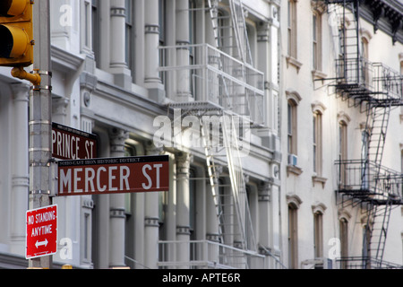 Kreuzung von Mercer und Prince Street in Manhattan Soho Stockfoto