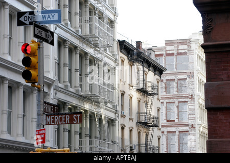 Kreuzung von Mercer und Prince Street in Manhattan Soho Stockfoto