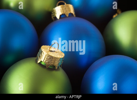 Christbaumkugeln hautnah Stockfoto