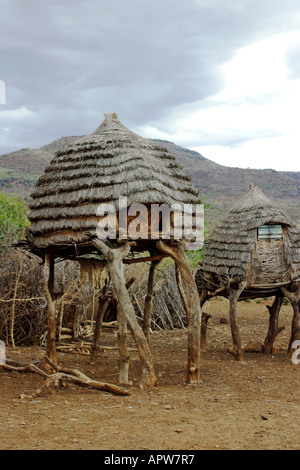 Garner auf Pfählen, Sudan Stockfoto