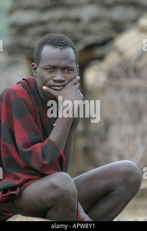 Toposa Jüngling, Sudan Stockfoto