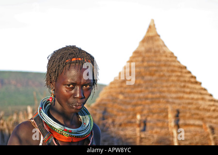 junge Toposa Frau, Porträt, Sudan Stockfoto