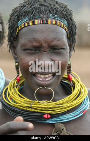 Toposa Französin mit Narben, Sudan Stockfoto