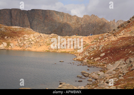 Wanderer am Summit Lake, Mount Evans, Denver, Colorado, USA Stockfoto