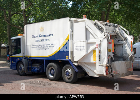 City of Westminster council saubere Straßen Müllwagen LKW-LKW, betrieben von Onyx Environment Sammlung von Geschäftsmüll in London England Großbritannien Stockfoto