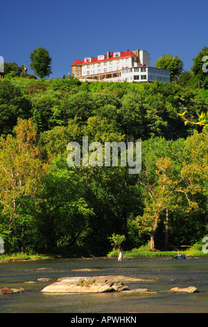 Hügel-Haus und Potomac River, Harpers Ferry National Historic Park, Sandy Hook, Maryland, USA Stockfoto