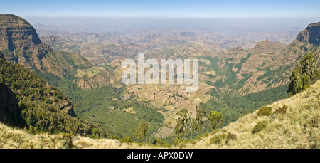 3 Bild Stich Panorama der Landschaft Landschaften des Semien-Gebirges. Stockfoto