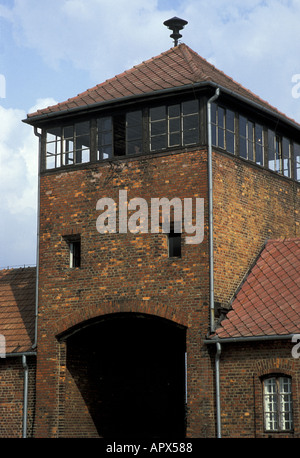 Hells Gate Bezeichnung bis zur Einfahrt in das berüchtigte Konzentrationslager Auschwitz-Birkenau jetzt ein staatliches Museum Oswiecim Stockfoto