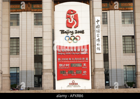 Countdown-Uhr zur Eröffnungsfeier von der 2008 Sommer Olympische Spiele Museum der chinesischen Geschichte Platz des himmlischen Friedens Peking Stockfoto