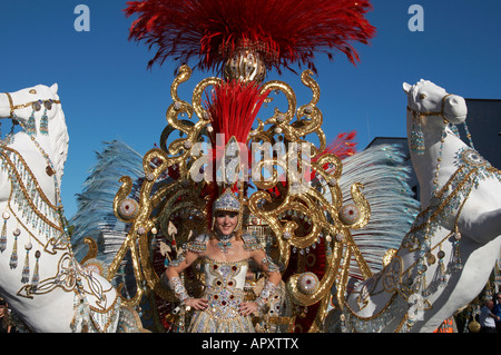 Königin Karnevalsumzug auf dem Jahrmarkt 2008 Las Palmas auf Gran Canaria auf den Kanarischen Inseln Stockfoto