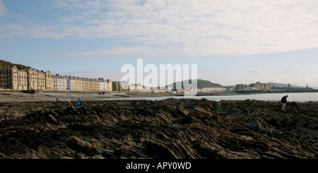 Gesamtansicht von der Promenade und Meer Aberystwyth Ceredigion Wales UK Stockfoto