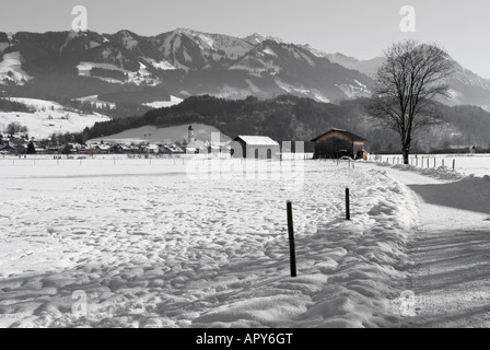 Altstaedten in Winterlandschaft, Oberallgäu Bayern Deutschland Stockfoto