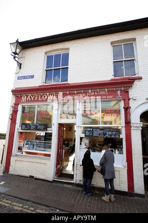 Vereinigtes Königreich Essex alt Leigh am Meer der Mayflower-Fish &amp; Chips-Shop Stockfoto