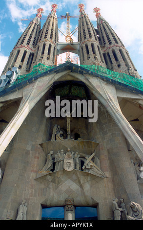 Detail von der Vorderseite des La Sagrada Familia, Barcelona, Spanien Stockfoto