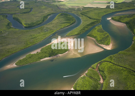 Daintree River Daintree National Park World Heritage Area North Queensland Australien Antenne Stockfoto