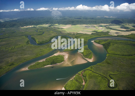 Daintree River Daintree National Park World Heritage Area North Queensland Australien Antenne Stockfoto