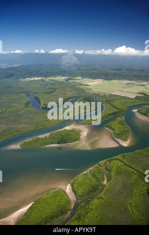 Daintree River Daintree National Park World Heritage Area North Queensland Australien Antenne Stockfoto