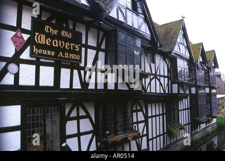 Alte Weber Haus Holz gerahmt Tudor Gebäude Canterbury Kent England Stockfoto