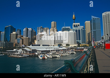Skyline und die Pyrmont Bridge, Darling Harbour, Sydney, New South Wales, Australien Stockfoto
