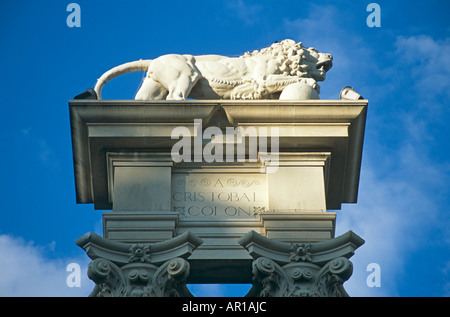 Monumento ein Cristobal Colon, Murillo Gärten, Sevilla, Spanien Stockfoto