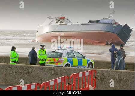 Die Riverdance gespült aus Blackpool den Fluss Tanz war eines der 3 Schiffe verlor damals aus Großbritannien in schwere Stürme Stockfoto