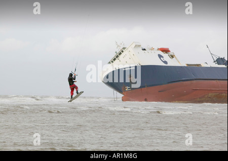 Die Riverdance gespült aus Blackpool den Fluss Tanz war eines der 3 Schiffe verlor damals aus Großbritannien in schwere Stürme Stockfoto