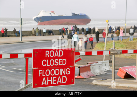 Die Riverdance gespült aus Blackpool den Fluss Tanz war eines der 3 Schiffe verlor damals aus Großbritannien in schwere Stürme Stockfoto