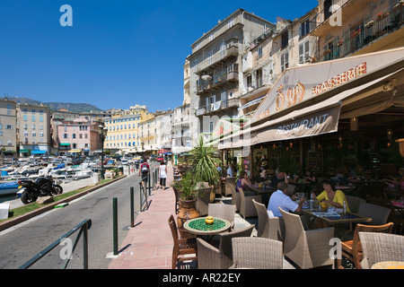 Cafe in der Vieux Port, Terra Vecchia, Bastia, Korsika, Frankreich Stockfoto