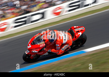 Carlos Checa Spanien Marlboro Ducati Polini Australian Grand Prix Phillip Island Moto GP 2005 Motorcyle Rennen Australien Stockfoto