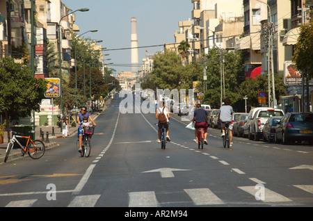 Israel Tel Aviv Ben-Yehuda-Straße leer von Autos im Jom-Kippur-Oktober 2005, Stockfoto