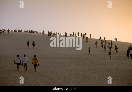 Fuß die wichtigsten Düne, Sonnenuntergang, neue Jahr Urlaub, Jericoacoara, Ceara, NE Brasilien, Südamerika zu sehen. Stockfoto