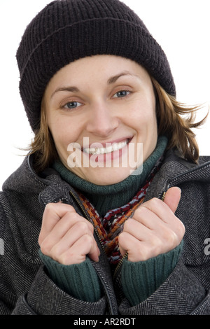 Windel Frau in Winterkleidung Stockfoto