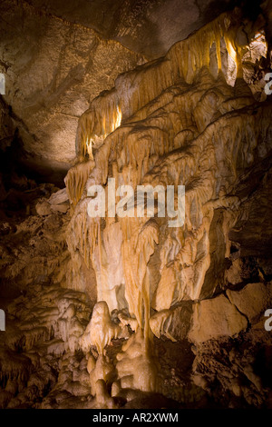 Sinterbildung im Drapierung Room, Mammoth Cave National Park, Kentucky USA Stockfoto