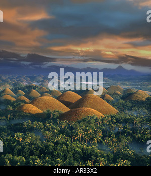 Sunrise, Chocolate Hills, Naturwunder, Insel Bohol Philippinen Stockfoto