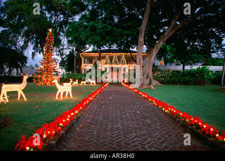 Weihnachtsbeleuchtung Washington Place Honolulu Hawaii Stockfoto
