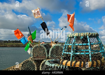 Hummer und Krabben Töpfe auf den Hafen von Hayle in Cornwall. UK Stockfoto