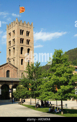 Romanische Kloster von Santa María de Ripoll des 12. Jahrhunderts Ripollès Girona Provinz Katalonien Spanien Stockfoto