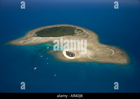 Touristischen Boote Low Isles Great Barrier Reef Marine Park in der Nähe von Port Douglas North Queensland Australien Antenne Stockfoto