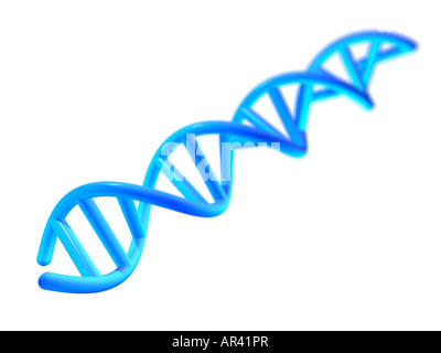 Modell des blauen DNA-Helix (3D Illustration). Stockfoto