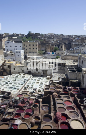 Übersicht-Gerber-Viertel, Chouara, Fes, Marokko Stockfoto