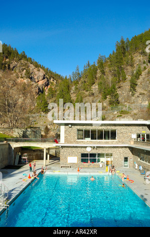 Die heißen Quellen von Radium Hot Springs in den kanadischen Rocky Mountains National Park Stockfoto