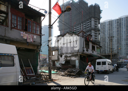 Abbruch in der alten Stadt, Lao Xi Men, Sanierungsgebiet, Shanghai, China Stockfoto