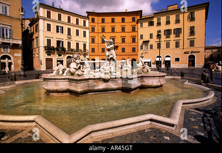 Fontana del Nettuno Piazza Navona-Rom Italien Stockfoto