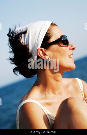 Frau am Meer Stockfoto