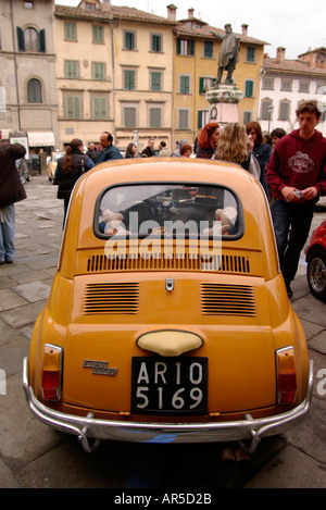 Fiat 500 Rallye Anghiari Toskana Italien Stockfoto