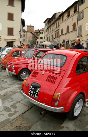 Fiat 500 Rallye Anghiari Toskana Italien Stockfoto