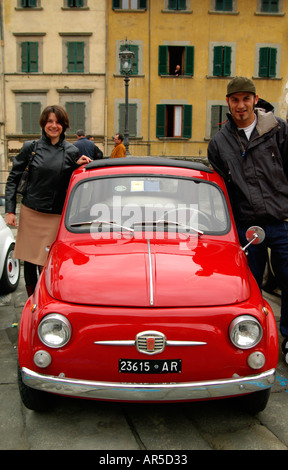 Fiat 500 Rallye Anghiari Toskana Italien Stockfoto