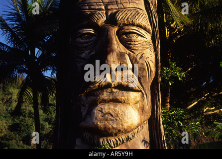 Tiki-Totem am sunset Beach auf der North Shore von Oahu Hawaii Stockfoto