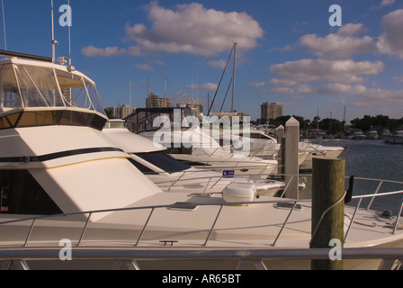 Marina Jack Bayfront Plaza Sarasota Bayfront Park Plaza Bucht vor Sarasota Florida FL Fla Süd blauer Himmel Hintergrund bs Sonne s ci Stockfoto