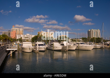 Marina Jack Bayfront Plaza Sarasota Bayfront Park Bucht vor Sarasota Florida FL Fla Süd blauer Himmel Hintergrund bs s Stadt Sonnenhimmel Stockfoto